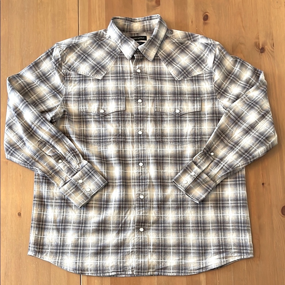 Banana Republic - Men’s Western Style Gray Plaid Long Sleeve - XL